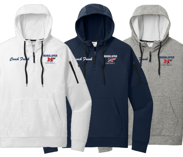 Nike Embroidered 1/4-Zip Therma-FIT Fleece Hoodie w/ black drawcords